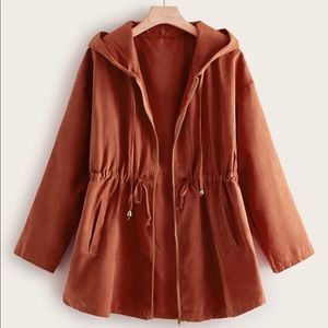 Plus Drawstring Waisted Hooded Outwear